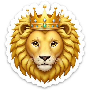 Golden Crescent moon with sparkles, with a lion wearing a crown in the middle sticker