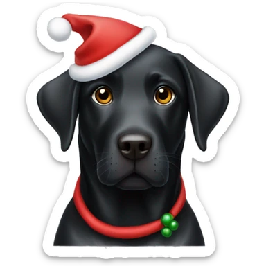 Black Labrador wearing christmas hat sticker