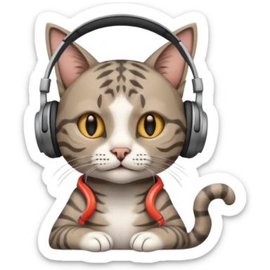 cat in headphones with a blunt in his hand  sticker