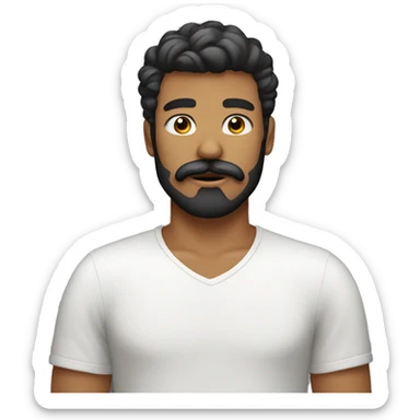 I want a men with fringe hairstyle and medium  beard thick moustache  sticker