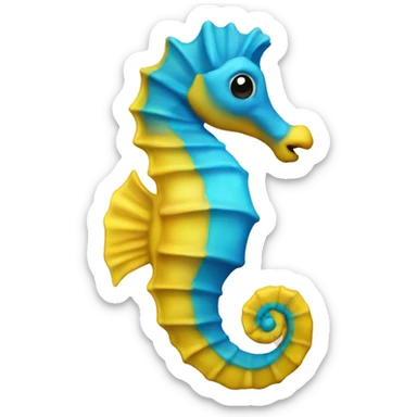 Yellow-blue seahorse  sticker