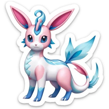 Shiny Cute Milotic-Sylveon-Glaceon-Vaporeon-Dragonair-Pokémon-hybrid-fusion full body sticker