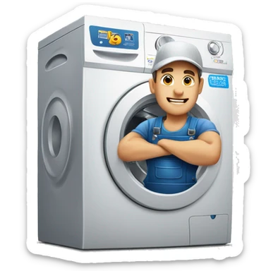 beautiful strong washing machine repair men sticker