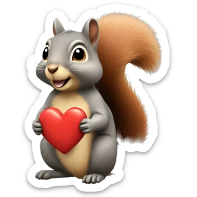 squirrel with heart sticker