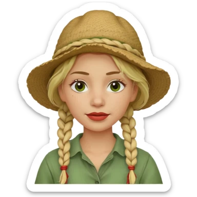 messy green clay mask and red tourist hat blond braided woman sticker