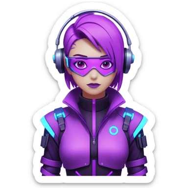 neutre gender neon cyberpunk light purple  sticker