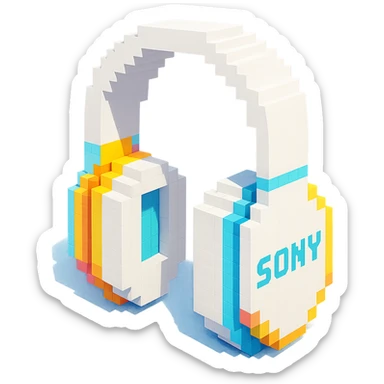 full-size white Sony headphones sticker
