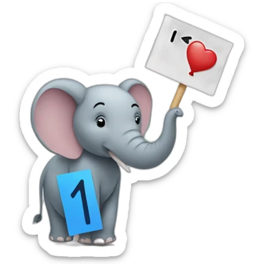 elephant holding a sign with "1 Fan" on it sticker
