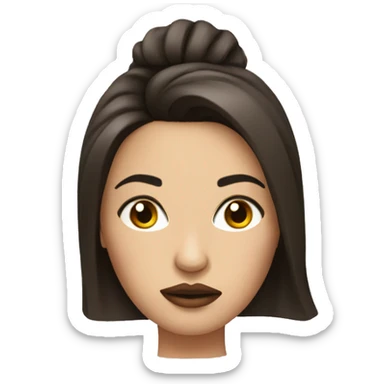 Brunette woman with brush on face pouty sticker