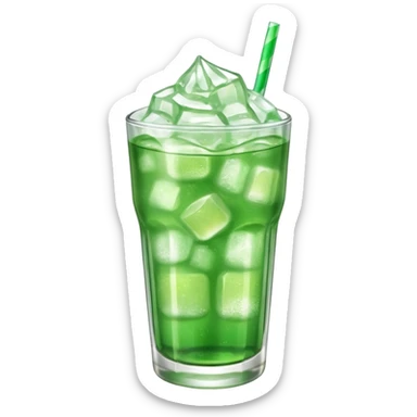 Japanese cream soda green on a glass with ice sticker