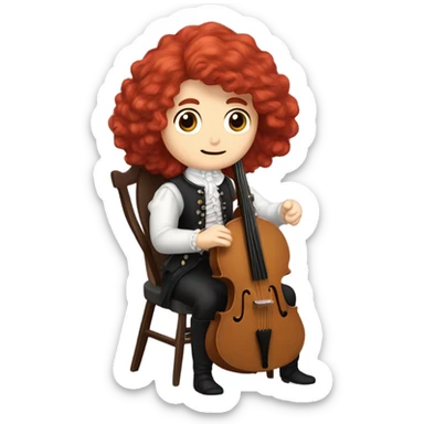 Antonio Vivaldi Red haired wig older chibi sitting chair banjo sticker