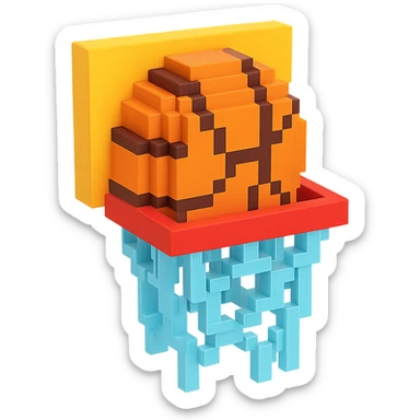 Voxel-style basketball in a net, variation 6 sticker