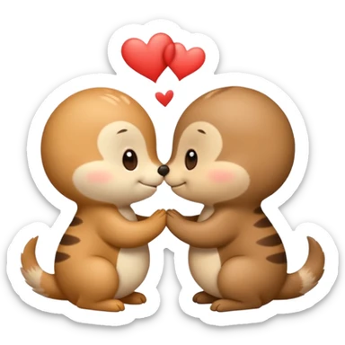 Two cute little creatures, giving each other a kiss, and some words that say "Te amo mi bichín"  sticker