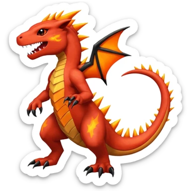 Fiery sharp evil Charmeleon-Zeraora-Salandit-fusion sticker