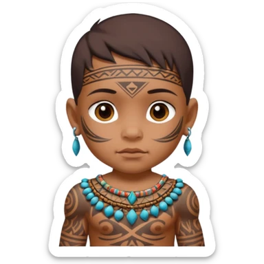 tatooed baby on neck and face, tribal ancient, half body sticker