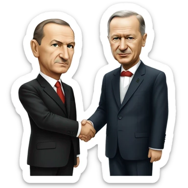 ataturk and recep tayyip erdogan shaking hand sticker
