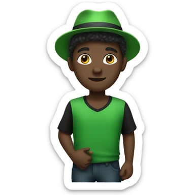 african guy with a green hat and a black shirt sticker