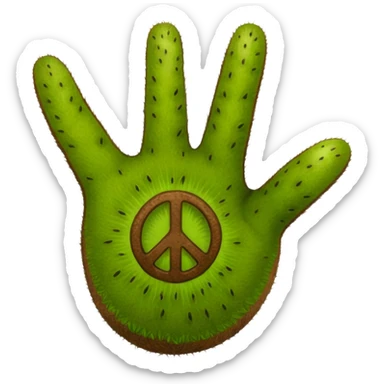 Peace sign hand emoji but its kiwi skin sticker
