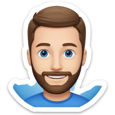 homme yeux bleus presque chauve et une barbe courte moins de chevaux et sourir sticker