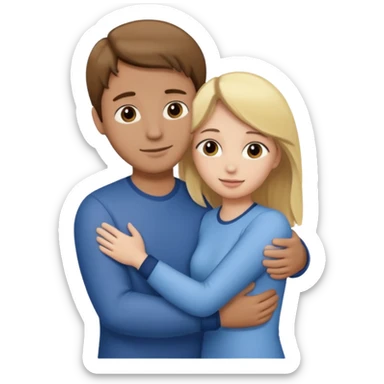 Caring hug brown hair man blonde hair woman sticker