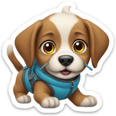 Cute puppy skiing  sticker