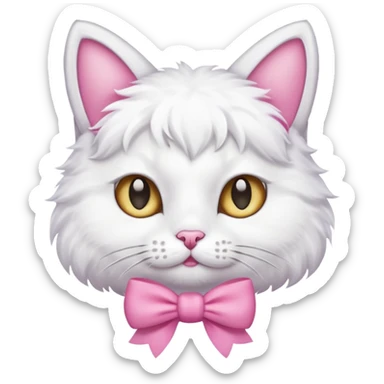 Un gato con un moño rosado en la cabeza sticker