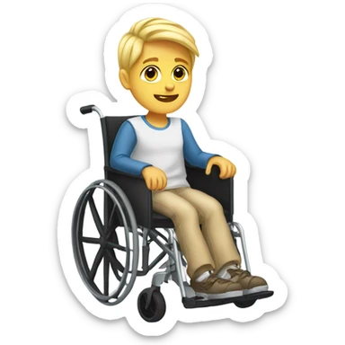 Blonde boy in wheelchair with feet wrapped in casts sticker