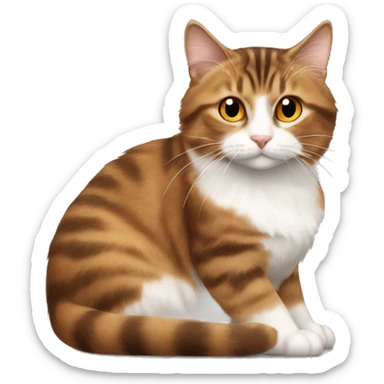 short haired brown tabby cat with a long haired orange and white cat sticker