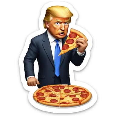 Trump eating pizza sticker