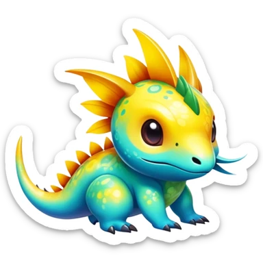 Exotic tropical shiny rare colorful epic cute Fakémon-creature, full body, with random markings sticker