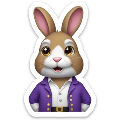 Rabbit wearing purple costume and white shirt  sticker
