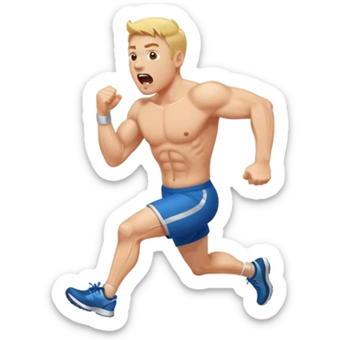 A man is running and shouting, calling for more people to follow him. sticker