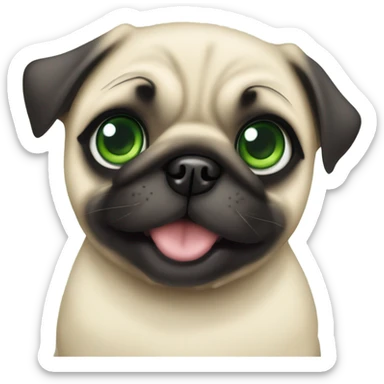 Cute Baby pug with big green eyes happy  sticker