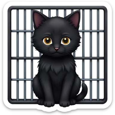 Black kitten in jail sticker