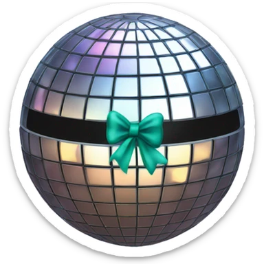 disco ball with pick bow on top  sticker