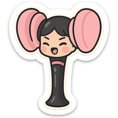 BLACKPINK-inspired gothic lightstick, no hearts, cute and expressive, black and pink sticker