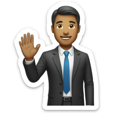 business man raising hand sticker