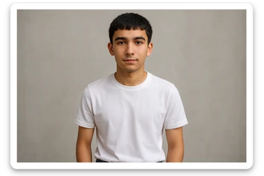 16 17 yoshli uzbek bolasini tasvirlab ber hech qanday milliy kiyimlarsiz sticker