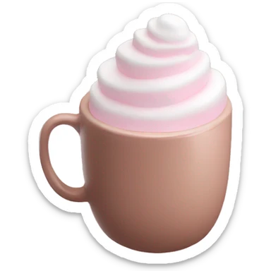 Aesthetic hot chocolate in light pink cup marshmallow  sticker