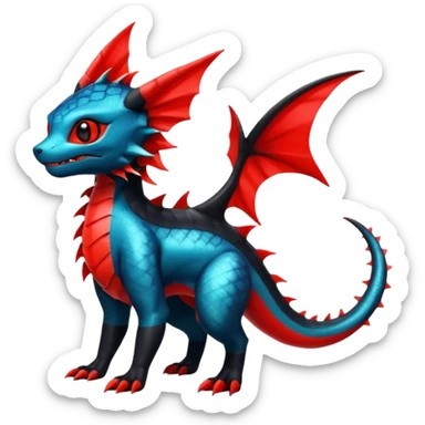 Shiny Red And Black Colorful Litten-Salandit-Vaporeon-Fakémon-hybrid-creature (full body)  sticker