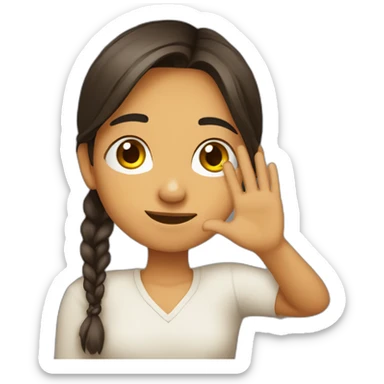 indian Gujarati teenager funny taunt holding up a L shape with her hand on her her forehead sticker