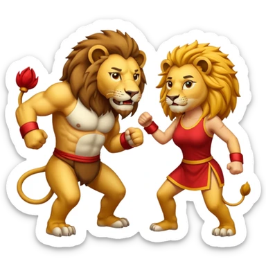 lion fight with his damn wife sticker