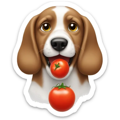 Dog eating tomatos sticker