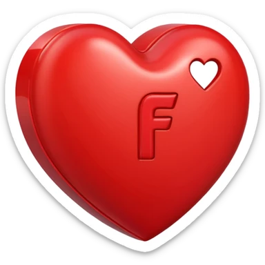 un corazon rojo con la letra f en el centro sticker