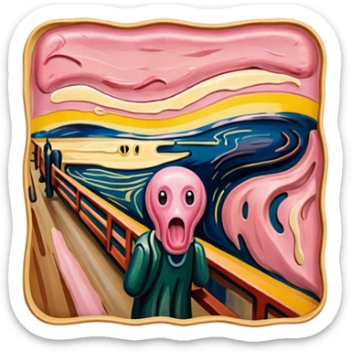 Edvard munch The Scream abstract painting with SPAM MEAT landscape  sticker