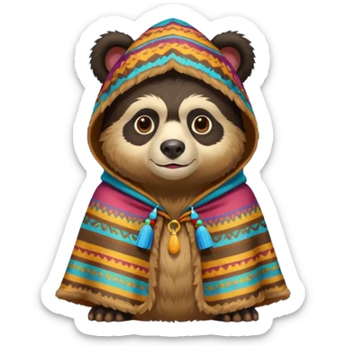 Spectacled bear with a chullo and poncho sticker