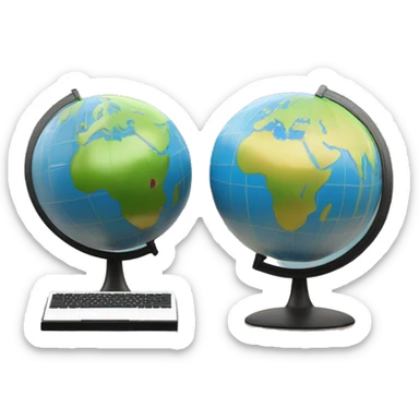 imac and globe with meridians sticker