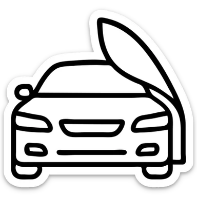 outlined icon of a premium glossy black car, part covered by a rolled light gray transparent film, clean lines, modern look, curved film effect sticker