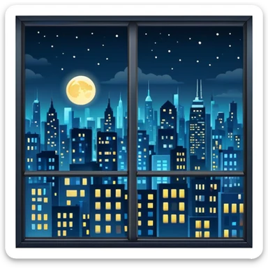 Window with night city view sticker