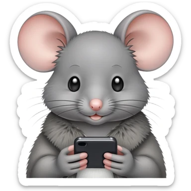 A mouse texting with a iPhone  sticker